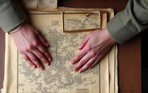 Un esperto che punta su una mappa d'epoca di Roma